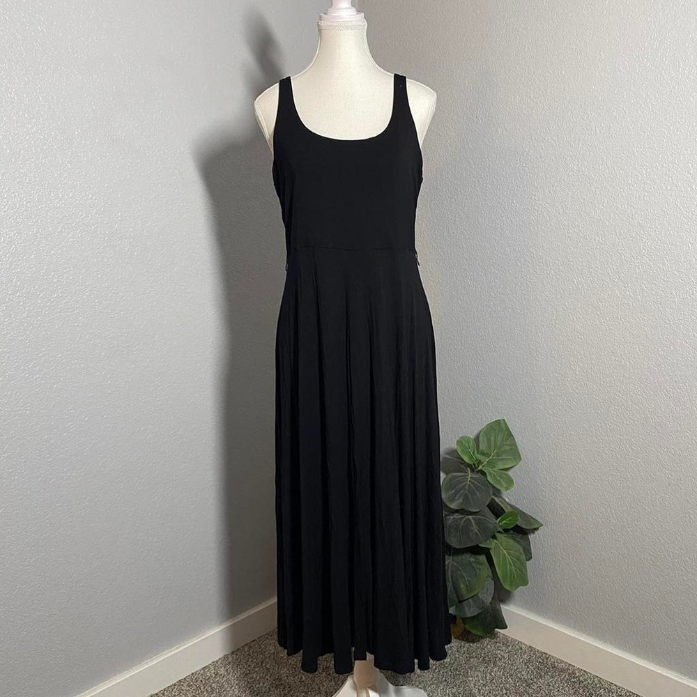 GOOD AMERICAN BLACK FRONT OPEN SLIT SLEEVELESS MAXI DRESS GRUNGE ALT BASIC